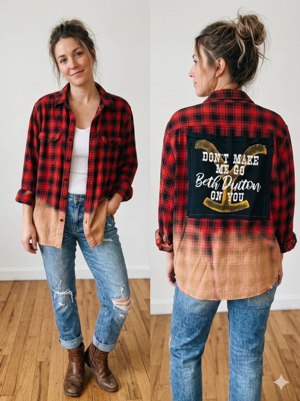 American Eagle Outfitters Red Black Plaid Button-Down Shirt Yellowstone theme xl